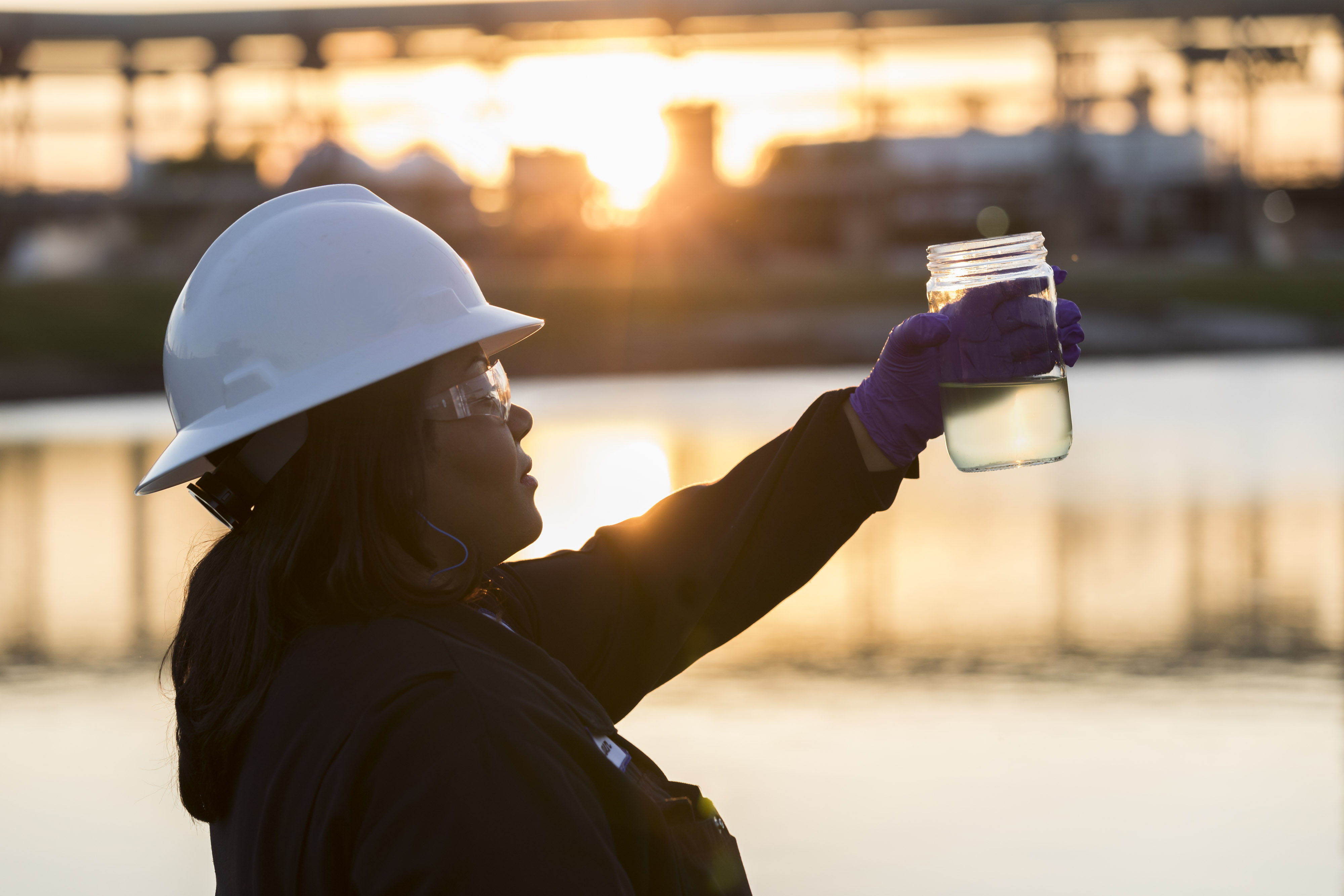 Woman testing water quality
