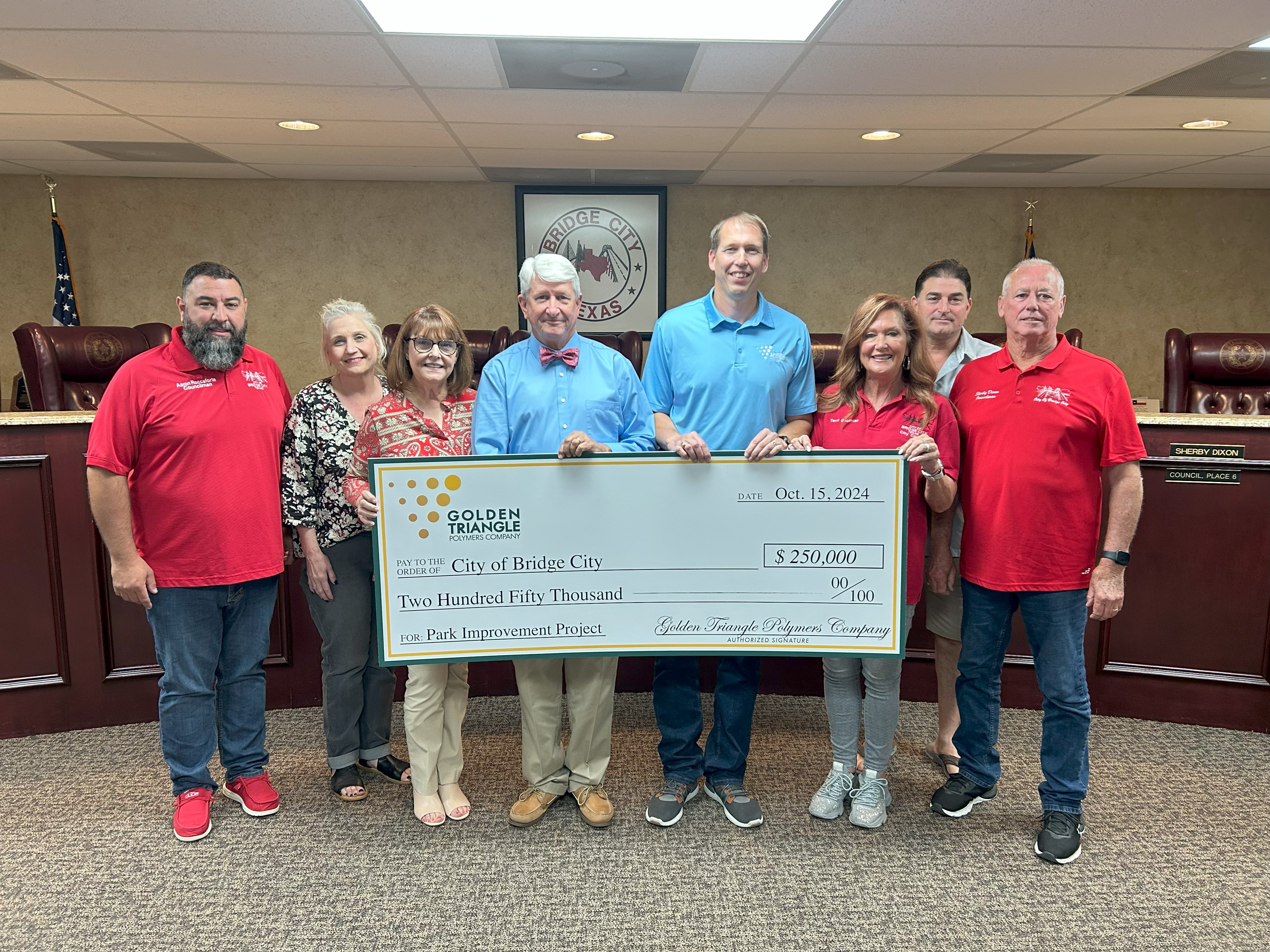  Golden Triangle Polymers donates $250,000 to Bridge City for park improvement project 