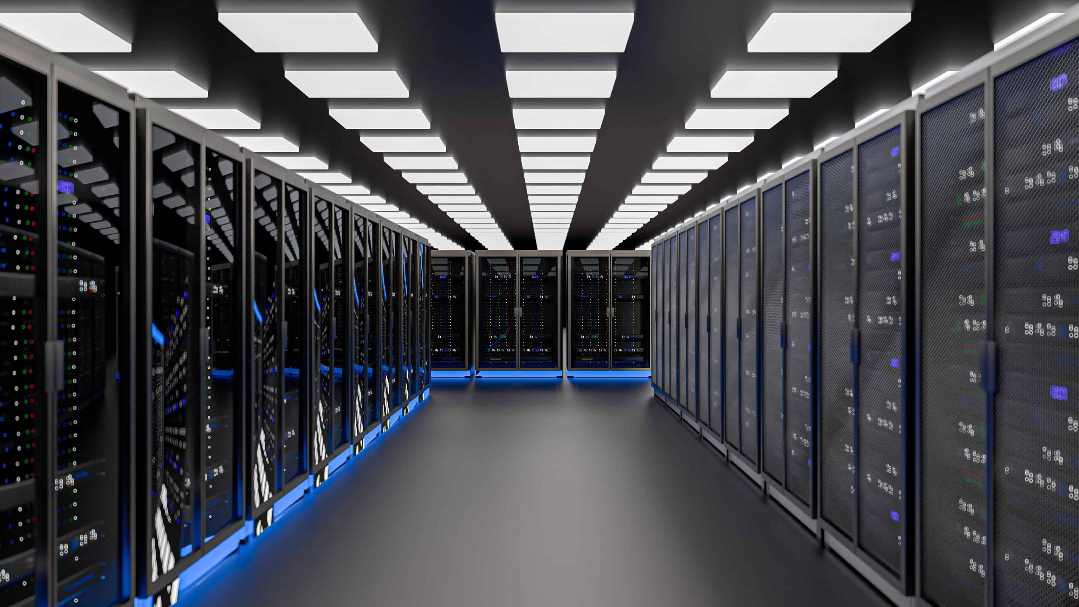 Stock photo of an interior of a data center