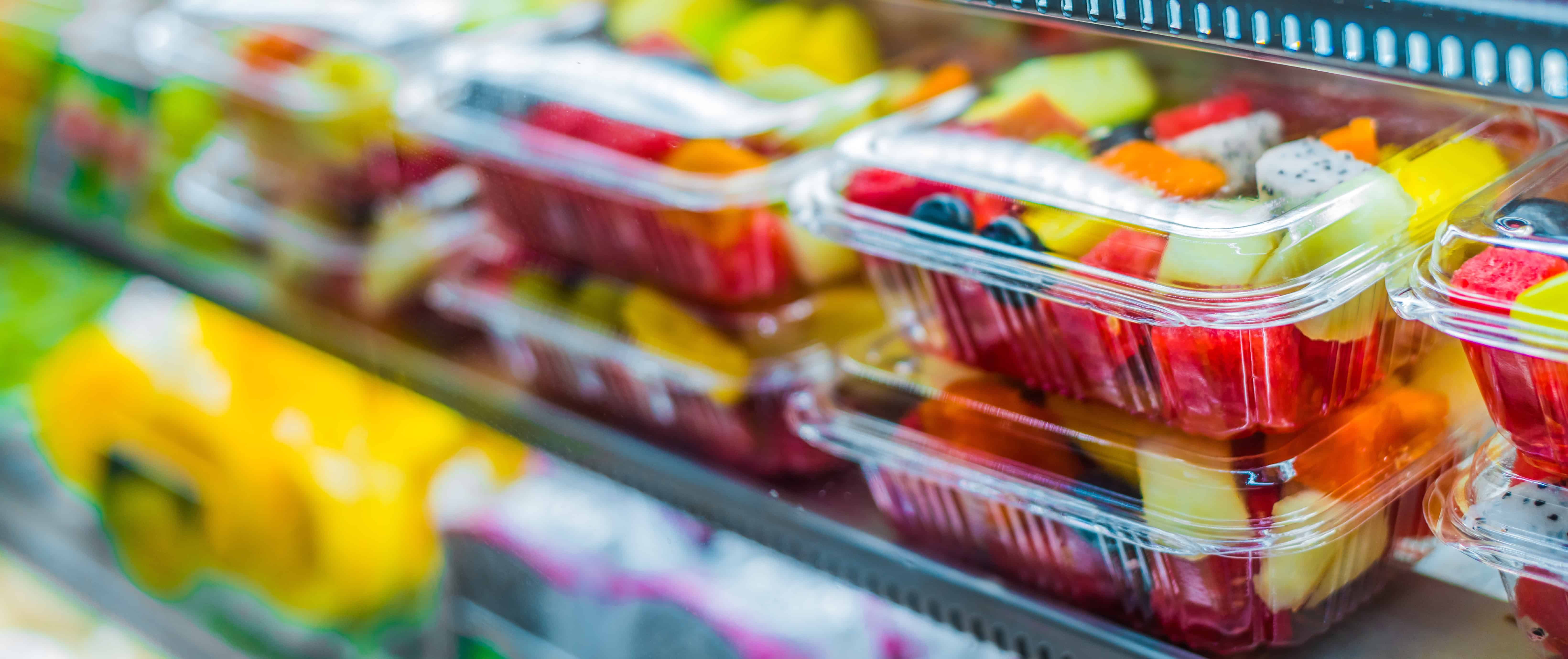 Plastic food containers with fruit